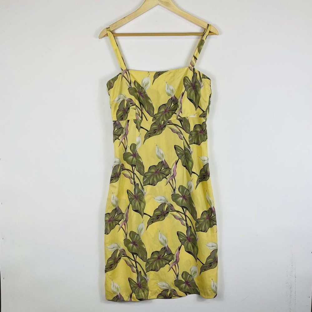 Patagonia Pataloha Dress Womens 8 Yellow Tropical Floral Cruise Chic Summer‎